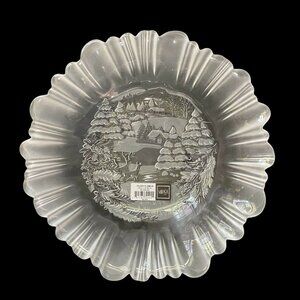 Mikasa Holiday Classics Crystal Bowl 10.5" Clear‎ Glass Frosted Christmas Winter